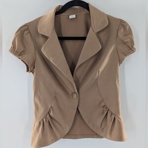 VTG Girls Only Short Puff Sleeve Button Top Preppy Chic Y2k Coquette Medium